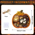 Halloween Holz Kürbis Schild Detailansicht mit Seil und Haken für festliche Wand und Tischdeko. - FGGP033 / Mit Haken und Holzständer