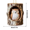 Mini acrylic owl tree hollow hanging ornament decoration for home or holiday tree display. - Tree Hole Owl