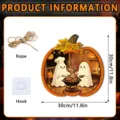 Halloween Holz Hängeschild Detail, Kürbis und süßer Geist Grill Muster mit Seil und Haken. - FGGP034 / Mit Haken und Holzständer