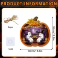 Halloween wooden ghost gaming hanging sign with rope and hook 30cm festive wall decor - FGGP035 / With Hook and Wood Stand