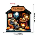 Halloween wooden light-up tabletop ornament wolf fireplace diorama party decor 15x15 cm - HWMZ077 Style / OPP Bag
