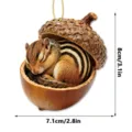 Cute chipmunk in acorn acrylic hanging ornament detail view, showing size and texture clearly. - Squirrel Style 3