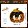 Halloween pumpkin ghost camping wooden hanging sign decoration with rope and hook 30cm - FGGP041 / With Hook and Wood Stand