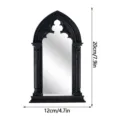 Gothic arched window mirror black vintage wall decor decorative mirror for home room - 3D028 / With Acrylic Glue