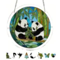 Acrylic panda suncatcher window hanging ornament with beautiful stained glass style - PT-TYU015