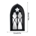 Gothic arched wall mirror black decorative mirror vintage window frame 20x12cm home decor - 3D029 / With Acrylic Glue