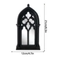 Gothic arched window decorative mirror black wall hanging vintage room decor detail view - 3D030 / With Acrylic Glue