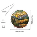 Acrylic suncatcher detail showing mountain landscape pattern, hanging chain, and screw hardware. - Size S: Corrugated Shipping Box Packaging / PT-TYU038 (With S-shaped chain hook + suction cup hook)