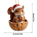 Christmas squirrel walnut shell hanging ornament resin cute holiday tree pendant decoration - Christmas Squirrel