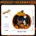 Halloween wooden pumpkin wall hanging plaque decoration with rope and hook for festive decor. - FGGP048 / With Hook and Wood Stand