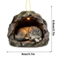 Resin Wolf Cave Hanging Ornament Mini Cute Animal Decor Pendant with Warm Light 8x6.9cm - LED Wolf