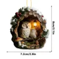 Christmas owl tree hole acrylic hanging ornament decorative plaque miniature pendant. - Double Owls