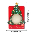 Vue détaillée cadre photo en bois arbre de noël, autocollant aimanté, taille 13.8x9.3cm. - MZ1210 : Cadre photo magnétique en bois