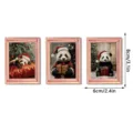 Kerstfeest panda houten fotolijst koelkastmagneet set decoratieve magnetische lijst - FGMZCT004-006