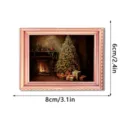 Kerst houten lichtgevende fotolijst koelkastmagneet detail weergave haard en boom. - FGMZCT034