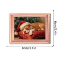 Kerst houten fotolijst koelkastmagneet schattige slapende hond vakantie decor 8x6cm - FGMZCT026