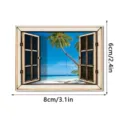 3D houten magnetische koelkaststicker nep raam tropisch strand landschap decor - MZCT801
