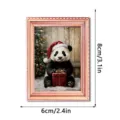 Kerst panda houten koelkastmagneet fotolijst gedetailleerd overzicht, feestelijke decor 8x6cm - FGMZCT006