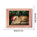 Kerst houten magnetische koelkastmagneet fotolijst, schattige kat feestelijk decor thuis. - FGMZCT027