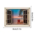 Houten 3D magnetische koelkaststicker met strandraam uitzicht ontwerp voor decoratie. - MZCT802