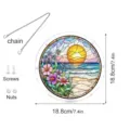 Detail de l attrap soleil en acrylique avec motif plage, chaine de suspension et vis materiel. - PT-TYU039 (Avec crochet de chaine en forme de S + crochet a ventouse)