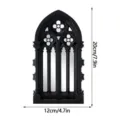 Gothic arch window mirror detail view showing size, decorative black wall ornament. - 3D033 / With Acrylic Glue