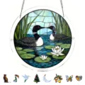 Acrylic stained glass loon suncatcher window hanging decoration with puzzle pieces - PT-TYU028