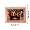 Kerst sokken haard houten fotolijst koelkastmagneet feestelijke huisdecoratie 8x6cm - FGMZCT042