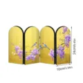 Miniature golden acrylic folding screen desktop decoration with Chinese style birds and wisteria. - 10mm Black PVC Foam Board + 2mm Acrylic: Boxed / PF-JM-XFB140 Gold