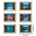 Houten magnetische koelkaststicker met 3D raamontwerp, perfecte decoratieve accessoire voor thuis. - MZCT801-806 Combinatie