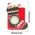 Wooden Christmas photo frame fridge magnet detail, snowman and stocking design, 13.6x10.9cm - MZ1219: Wooden Magnetic Photo Frame