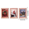 Set van 3 houten fotolijst koelkastmagneten met feestelijke winterse sneeuwlandschap ontwerpen. - FGMZCT022-024