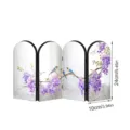 Miniature Chinese style room divider screen desktop decor with floral bird print and mirror panels. - 10mm Black PVC Foam Board + 2mm Acrylic: Boxed / PF-JM-XFB140 Silver