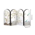 Miniature 4-panel folding screen desktop ornament with traditional floral bird art design. - PF-JM-XFB126