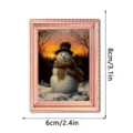Kerst houten fotolijst koelkastmagneet met schattig sneeuwpop kunstontwerp voor decoratie. - FGMZCT018