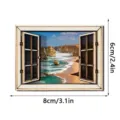 Houten koelkastmagneet in raamvorm met uitzicht op zee, 3D decoratieve magneetsticker. - MZCT820