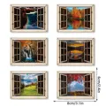 Gedetailleerd overzicht van 3D houten magnetische koelkaststickers met raamscènes. - MZCT813-818 Combinatie