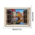 3D houten magnetische koelkastmagneet met schilderachtig uitzicht op raam, decoratie. - MZCT822