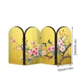 Creative Chinese Style Gold Mirror Four-Panel Folding Screen Tabletop Ornament Flower Bird - 10mm Black PVC Foam Board + 2mm Acrylic: Boxed / PF-JM-XFB141 Gold