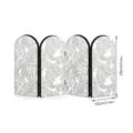 Mini 4-panel arch folding screen desktop ornament with elegant white bird and floral pattern. - PF-JM-XFB129