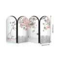 Miniature arched folding screen detail, cherry blossom floral pattern, tabletop decor. - PF-JM-XFB130