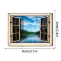 3D houten magnetische koelkast sticker nep raam landschap thuis decoratie 8x6cm item - MZCT830
