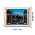 Houten koelkastmagneet detailweergave, 3D nepvenster sneeuwberg landschap sticker. - MZCT829