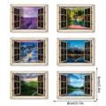 3D houten magnetische koelkaststicker met nep venster landschap voor huisdecoratie. - MZCT825-830 Combinatie