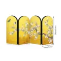 Chinese style mini folding screen desktop ornament with plum blossom and golden finish. - PF-JM-XFB133