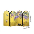 Detailed view of Chinese style mini acrylic folding screen ornament with wisteria and cute cat. - 10mm Black PVC Foam Board + 2mm Acrylic: Boxed / PF-JM-XFB144 Gold