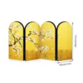 Miniature gold mirror folding screen table ornament with traditional Chinese plum blossom design. - PF-JM-XFB135