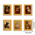 Lustige Hunde Porträt Holz Kühlschrankmagnete Set, Vintage Goldrahmen Heimdeko 6x8cm. - 6-teiliges Kombi-Set