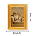 Lustiger Hund raucht Ölgemälde Kühlschrankmagnet Vintage Stil 3D Holz Bilderrahmen Heimdeko - MZCT607