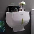 Wasserdichter Toilettenpapierhalter zur Wandmontage mit Ablagefläche für das Badezimmer - Einlagiger Leichter Luxusstil / Weiß